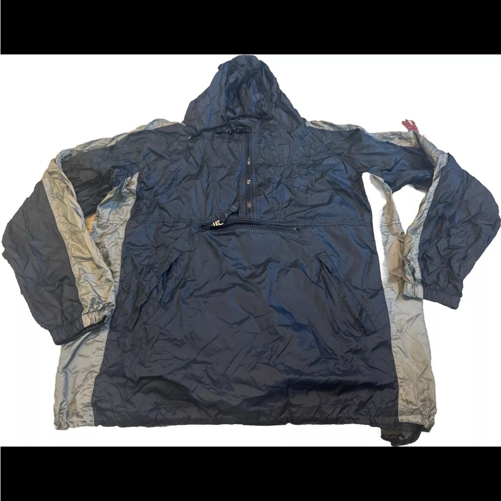 Vintage Gap Jacket Mens Large Black Anorak Pullover Packable Hooded Windbreaker